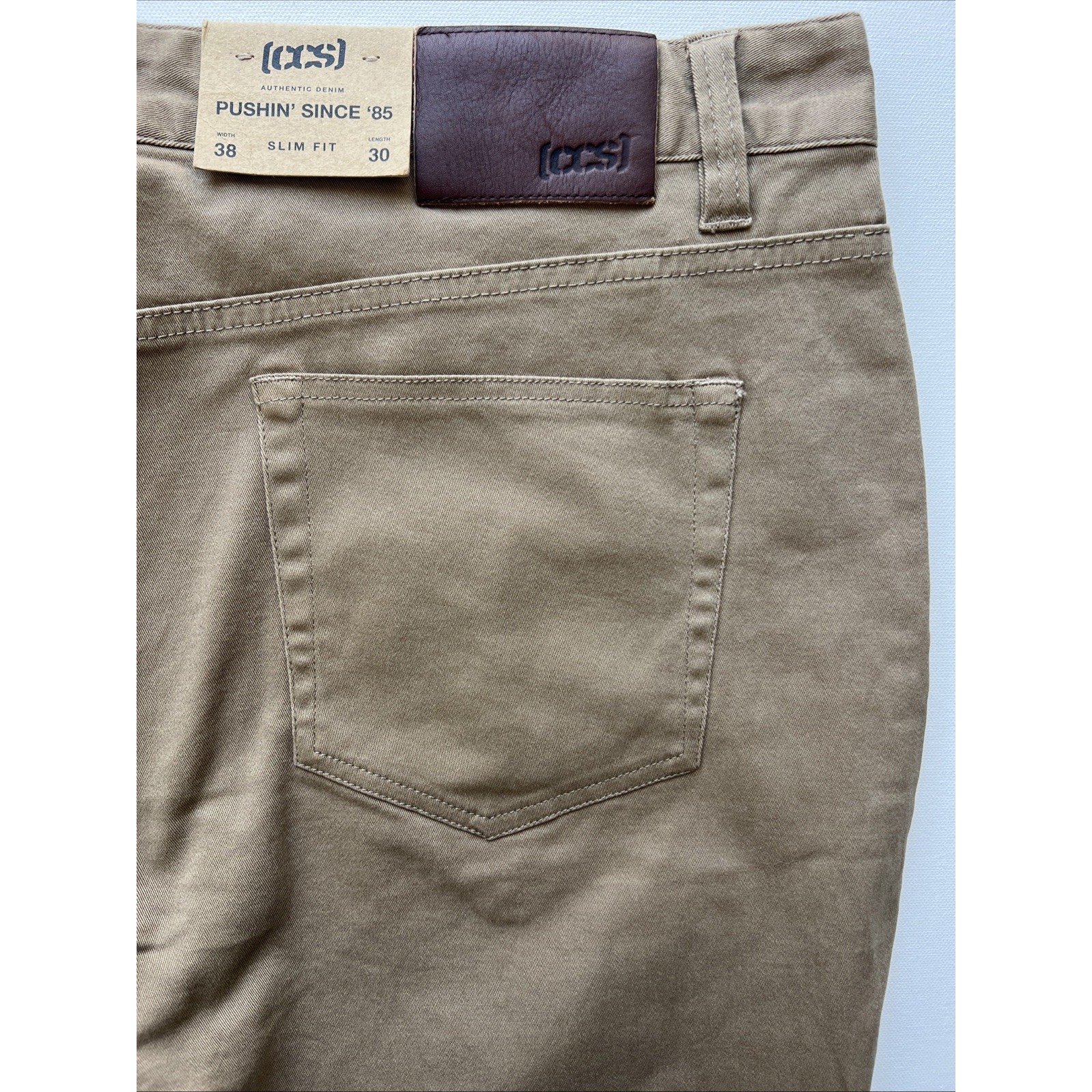 Ccs Jeans Mens 38x30 Slim Fit Stretch Skater Tan Khaki Y2k 90s Nwt New Casual — image 6 of 8